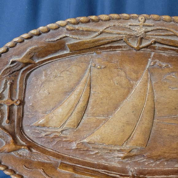 VTG Burwood-Ships Anchors -Nautical Burwood Tray. Composite Platter 12” X 6” - Picture 2 of 6